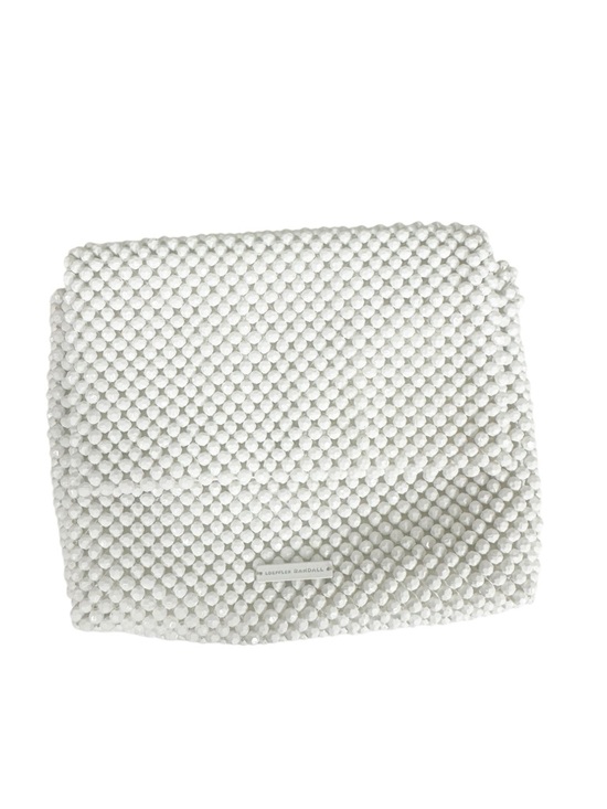 Loeffler Randall Handbags - LOEFFLER RANDALL White Beaded Folded Clutch Purse Magnet Closure White Satin